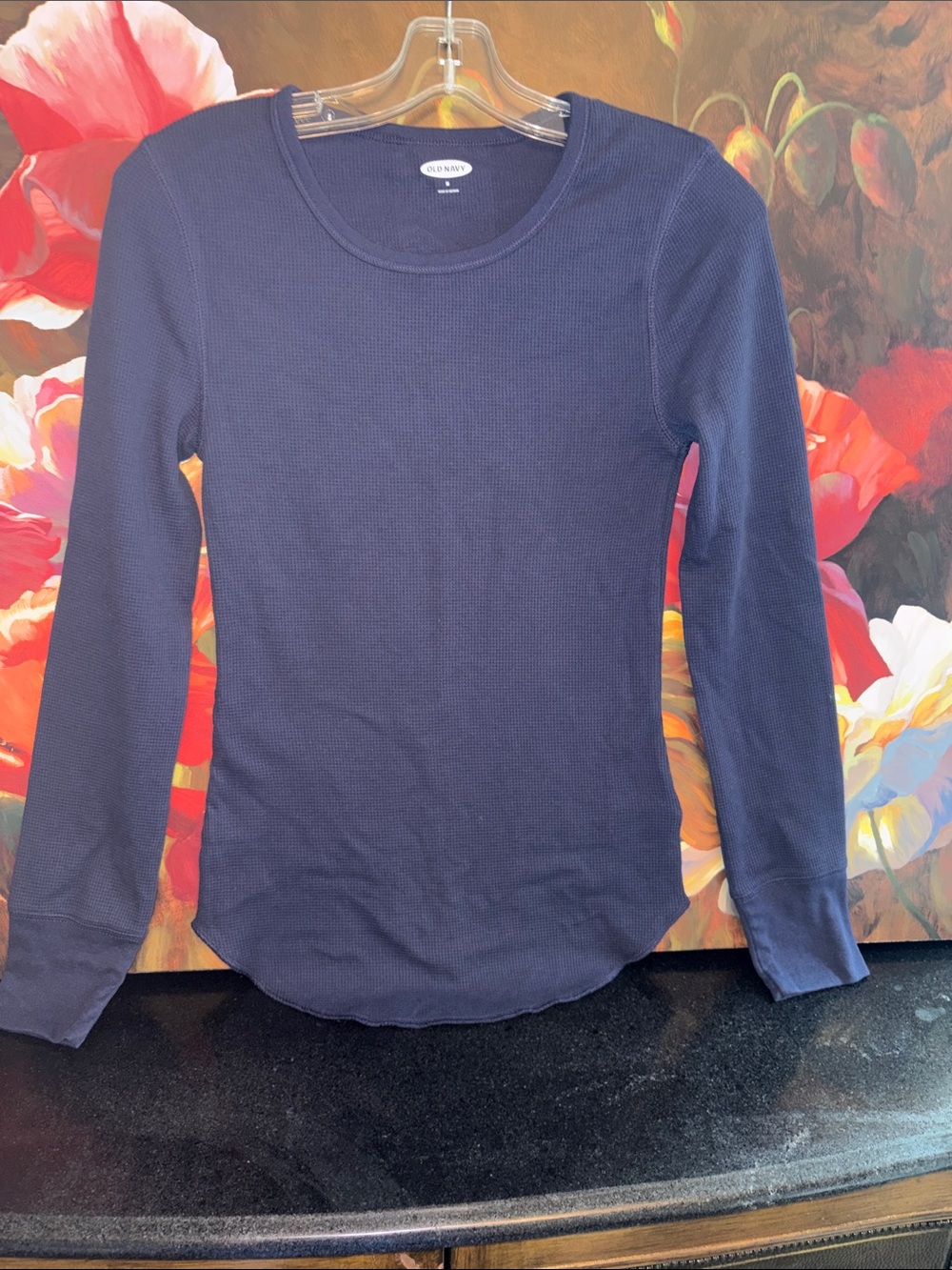 NWT Old Navy Navy Long-Sleeve Waffle Knit Top